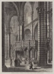 Wnętrze katedry w Sienie, ambona ośmiokątna z białego marmuru